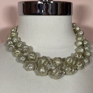 Vintage 60's LISNER Gold Tone Holiday Christmas Retro Hook Back Choker Necklace